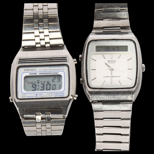 961 - A stainless steel Seiko 1981 duo display watch, boxed with instructions, together with another Seiko... 