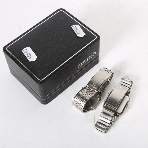 961 - A stainless steel Seiko 1981 duo display watch, boxed with instructions, together with another Seiko... 