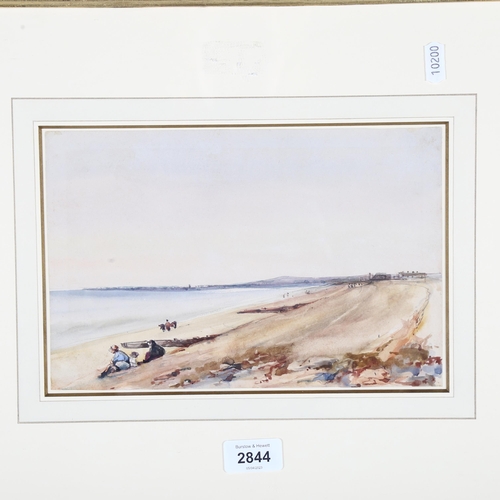 2844 - Charles Grey Graves (1783 - 1852), beach scene, watercolour, 17cm x 26cm, framed