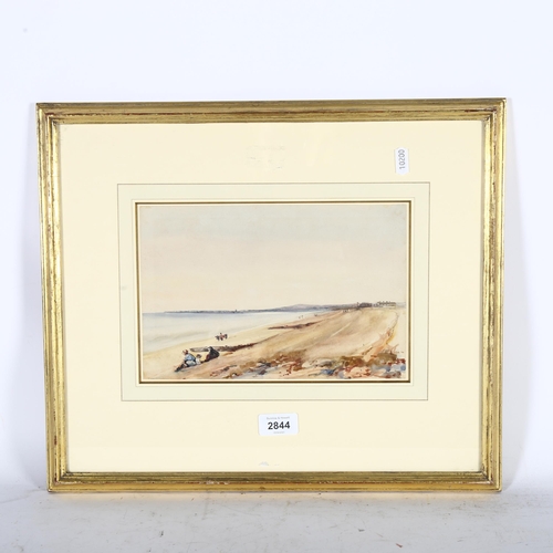 2844 - Charles Grey Graves (1783 - 1852), beach scene, watercolour, 17cm x 26cm, framed