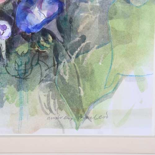 2849 - Audrey Macleod (born 1936), roses and convolvulus, watercolours, signed, 45cm x 32cm, framed