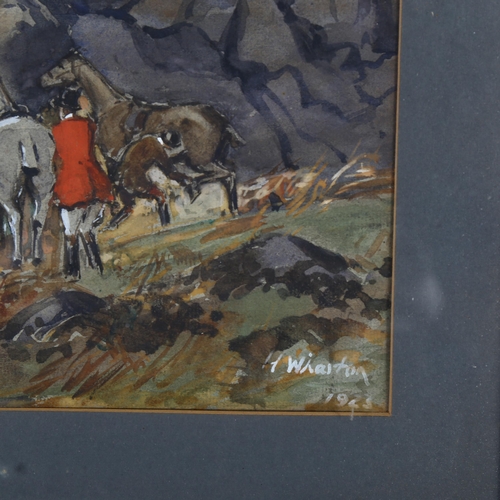 2850 - H Wharton, hunting scene, watercolour, signed and dated 1923, 30cm x 46cm, framed