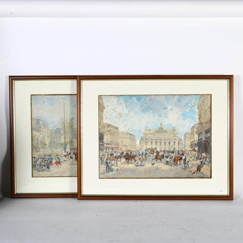 2851 - A pair of French lithographs, marching soldiers and street scene, by A Legras, original works by Edm... 