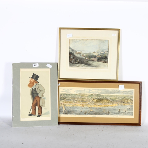 2859 - A Spy print, a pre-Raphaelite of the world, 3 Antique prints of Hastings (4)