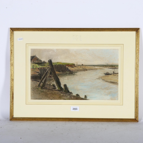 2865 - Thomas Hammond (1854 - 1935), estuary at low tide, coloured pastels on paper, signed, 24cm x 40cm, f... 