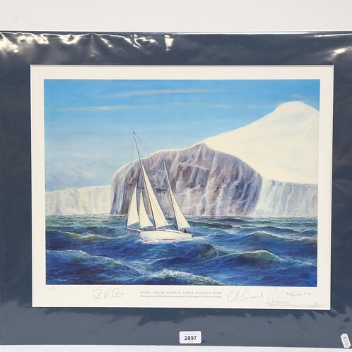 2897 - Patrick Fitzgerald Moore, a limited edition coloured print, leaving awesome waters, 1/500, the exped... 