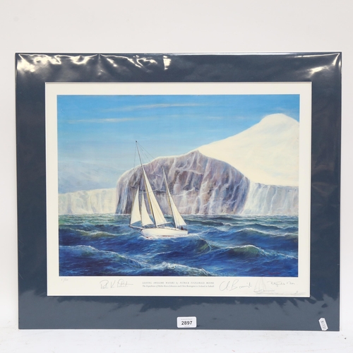 2897 - Patrick Fitzgerald Moore, a limited edition coloured print, leaving awesome waters, 1/500, the exped... 