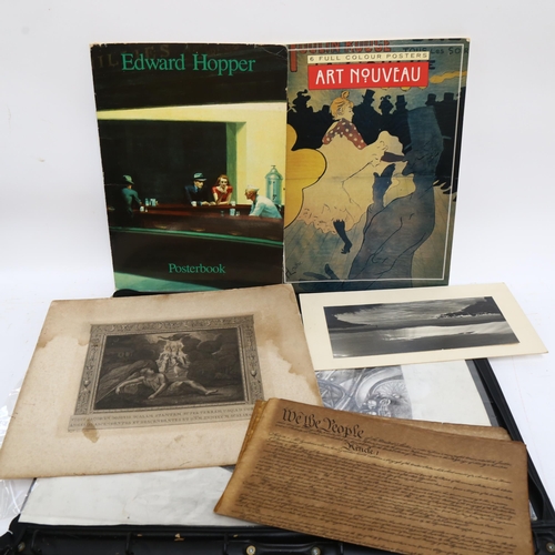 2898 - Edward Hopper, post book containing 6 prints, an Art Nouveau poster book containing 6 prints, and va... 