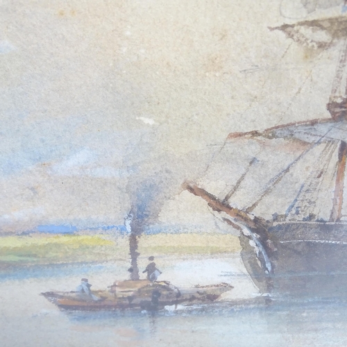 2845 - 2 Continental watercolours, boats sailing up the river, both indistinctly signed bottom right