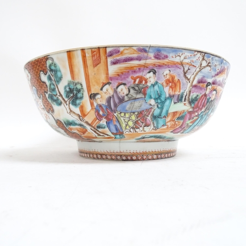 474 - A Chinese porcelain Antique bowl (A/F), with painted decoration, 26cm, and an Imari bowl