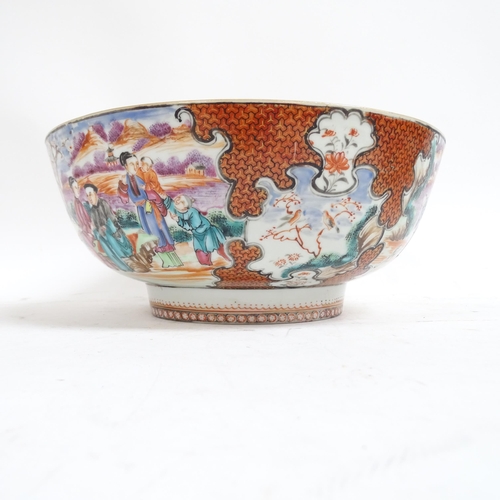 474 - A Chinese porcelain Antique bowl (A/F), with painted decoration, 26cm, and an Imari bowl