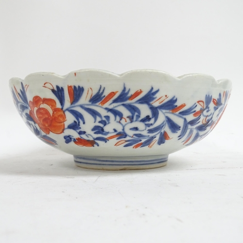 474 - A Chinese porcelain Antique bowl (A/F), with painted decoration, 26cm, and an Imari bowl