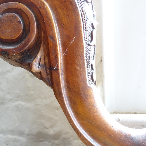 2109 - An antique walnut and burr walnut veneered workbox of shaped form, with satinwood inlay. Lifting lid... 