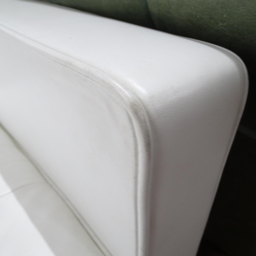 2198 - Florence Knoll for Knoll Studio, a sofa in white sabrina leather with maker’s marks to upholstery an... 