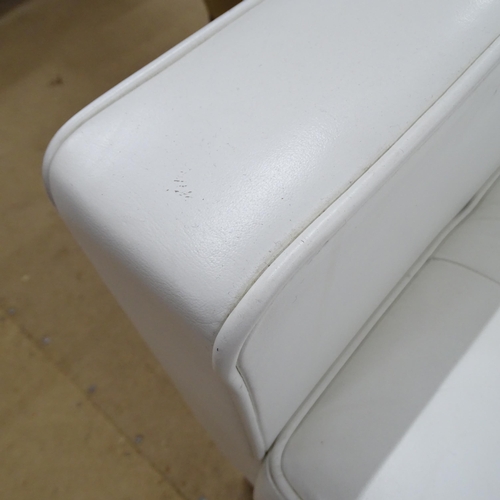 2198 - Florence Knoll for Knoll Studio, a sofa in white sabrina leather with maker’s marks to upholstery an... 