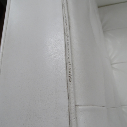 2198 - Florence Knoll for Knoll Studio, a sofa in white sabrina leather with maker’s marks to upholstery an... 