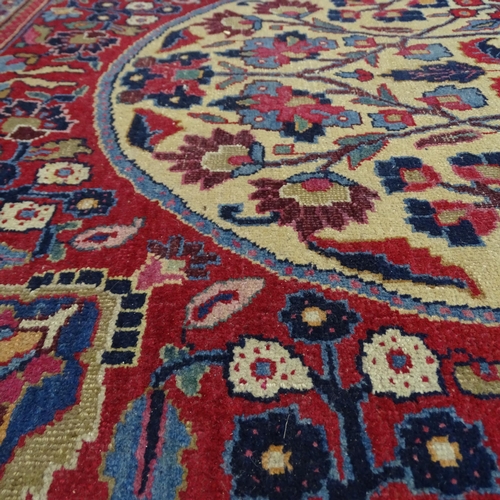 2313 - A blue and red ground Persian prayer rug. 220x130cm