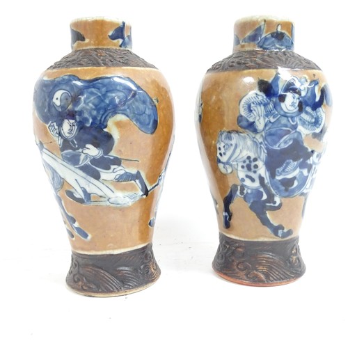 340 - A group of Oriental ceramics, to include 2 crackle glaze vases, H18cm, a small orange and gilt decor... 