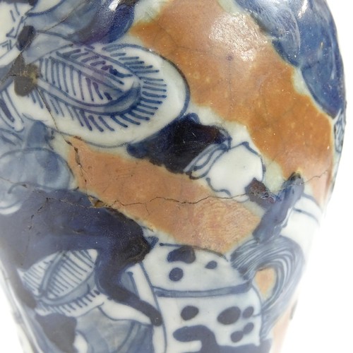 340 - A group of Oriental ceramics, to include 2 crackle glaze vases, H18cm, a small orange and gilt decor... 