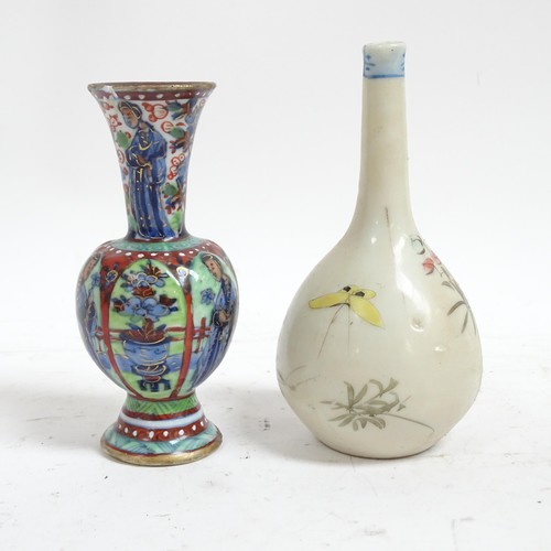 340 - A group of Oriental ceramics, to include 2 crackle glaze vases, H18cm, a small orange and gilt decor... 