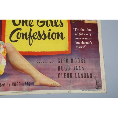 403 - One Girl's Confession (1953), British Quad film poster, Hugo Haas Productions, 30 x 40