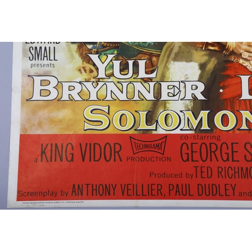 408 - Solomon and Sheba (1959), British Quad film poster, Biblical epic, United Artists, 30 x 40