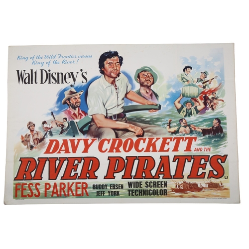 410 - Davy Crockett and the River Pirates (1956), British Quad film poster, Walt Disney, 30 x 40