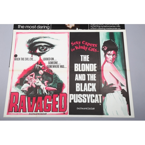 417 - 2 British Quad X rated film posters, Ravaged/The Blonde and the Pussycat double-bill and The Music L... 