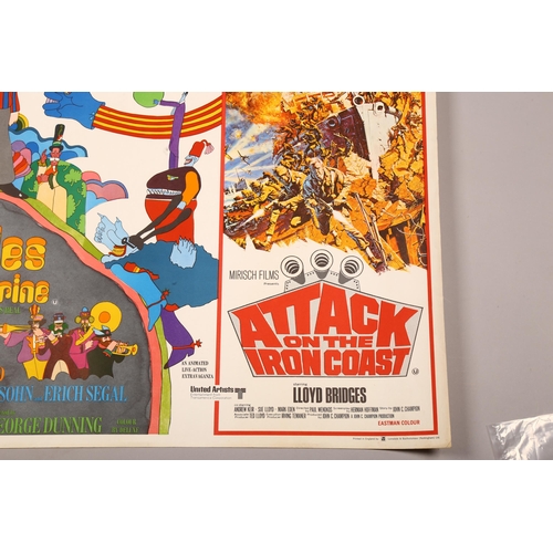 418 - The Beatles Yellow Submarine / Attack on the Iron Coast (1968) double-bill, British Quad film poster... 