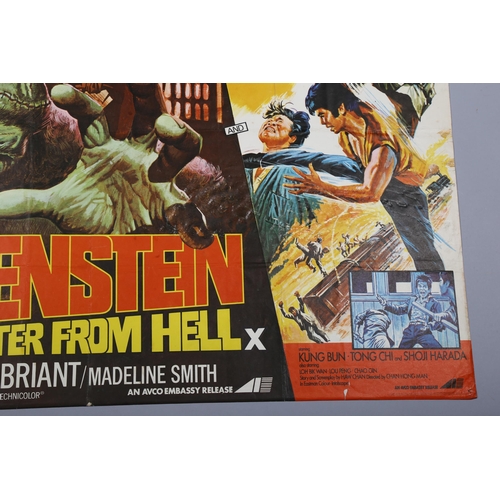 443 - Frankenstein and the Monster from Hell / The Fists of Vengence - Double-Bill, British Quad film post... 