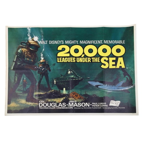 455 - 20,000 Leagues Under the Sea (1960s' re-release) British Quad film poster, Disney, starring Kirk Dou... 