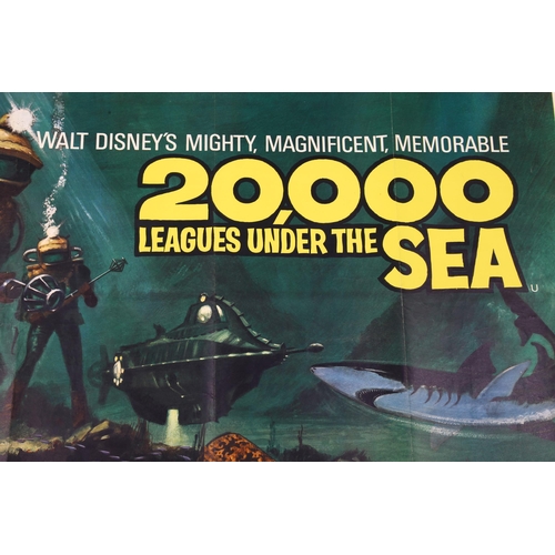 455 - 20,000 Leagues Under the Sea (1960s' re-release) British Quad film poster, Disney, starring Kirk Dou... 