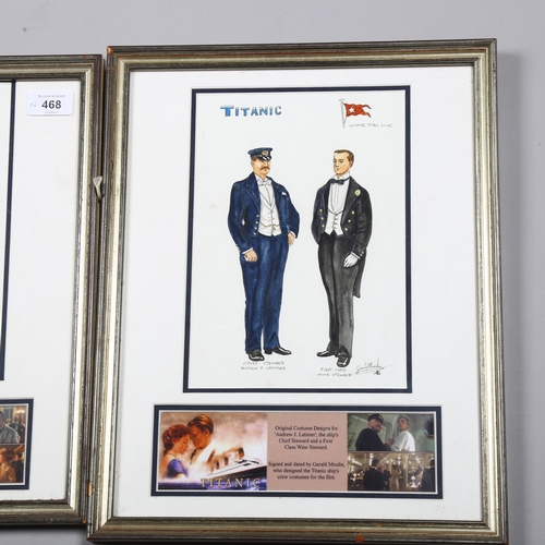 468 - Titanic (1998) A pair of original costume design pictures for the film, signed and dated by Gerald M... 