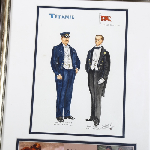 468 - Titanic (1998) A pair of original costume design pictures for the film, signed and dated by Gerald M... 