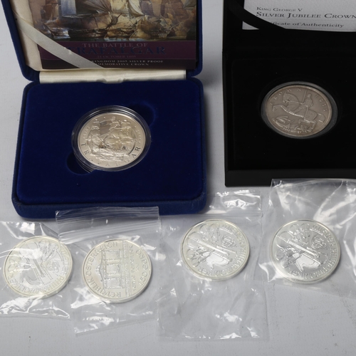 142 - 4 Austrian 1oz silver coins, and 2 other commemorative silver medallions