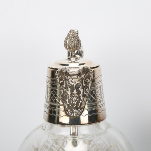 163 - 3 early 20th century cut-glass toilet jars with hallmarked silver tops, and a Victorian cut-glass Cl... 