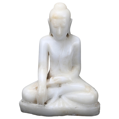 173 - A Chinese carved alabaster seated Buddha, height 25cm