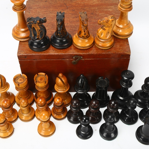 177 - **DESCRIPTION CHANGE** *Harlequin Staunton pattern chess set, 2 pieces stamped 'Jaques', comprising ... 