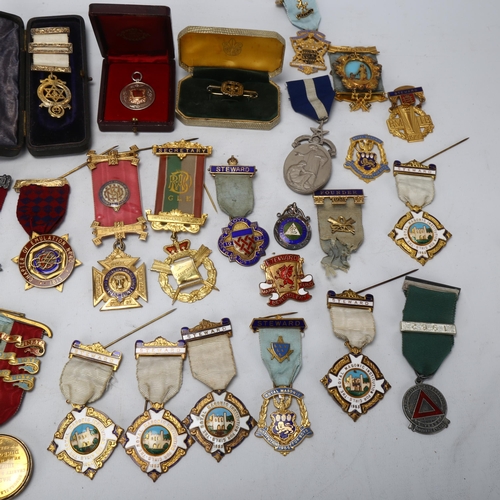 A collection of Order of Buffalo and Masonic jewels, including 7 silver ...