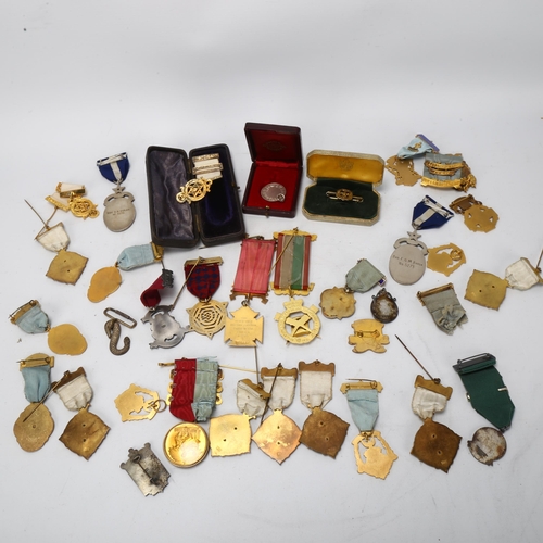 189 - A collection of Order of Buffalo and Masonic jewels, including 7 silver examples