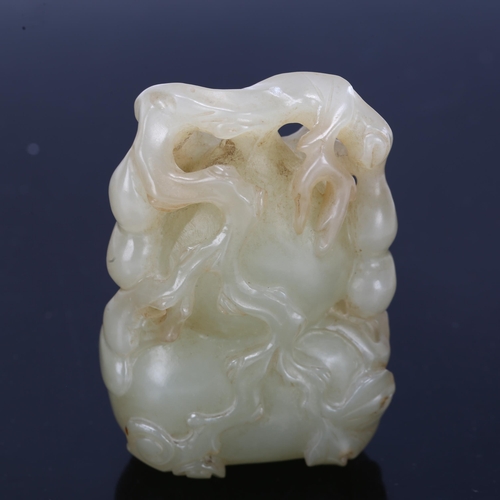 195 - A Chinese relief carved jade double-gourd ornament, height 6cm