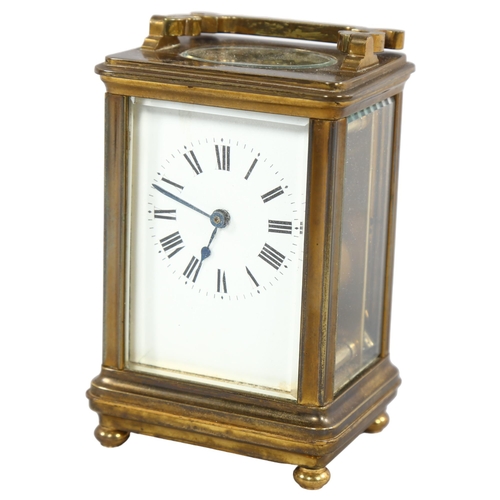 204 - A French brass-cased 8-day carriage clock, height 12cm