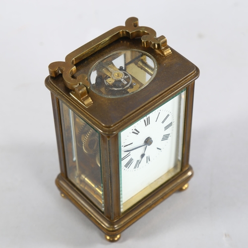 204 - A French brass-cased 8-day carriage clock, height 12cm