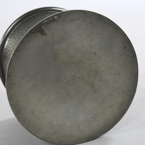 211 - A 1920s Arts and Crafts style planished pewter biscuit barrel, by Cooper Brothers, stamped to base D... 