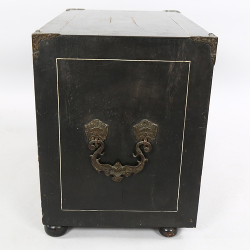 215 - An 18th century Italian ebonised table-top cabinet with ivory engraved panels of Classical form, wit... 