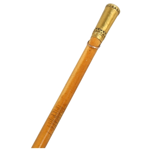 229 - An 18th century gold-topped swagger stick, hallmarked for 1783, maker CM, probably Charles Mappin, w... 