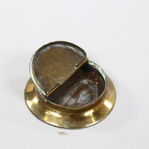 233 - A First War Period snuffbox hat Officer's Army Service Corps cap, trench art, diameter 7cm