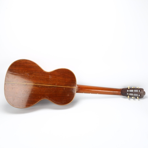 35 - A 19th century rosewood and satinwood acoustic guitar, with inlaid mother-of-pearl marquetry, body l... 