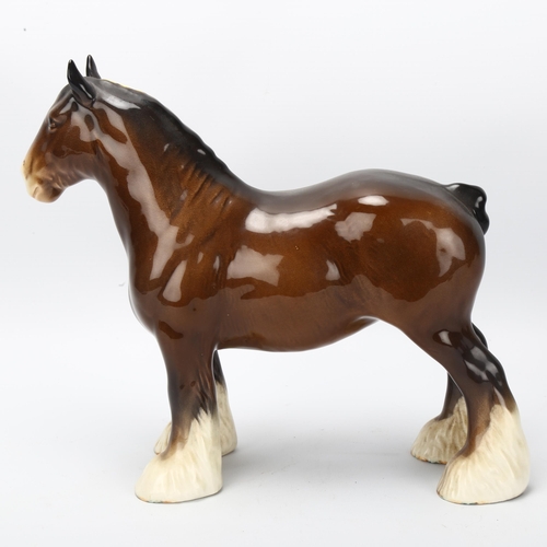 38 - BESWICK - Shire horse, height 21.5cm, length 25cm