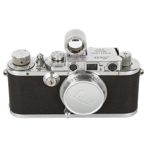 4 - Leica Mk III 1934 35mm camera, with Elmar F5cm lens and rare Elmar 5cm Leitz viewfinder, serial no. ... 